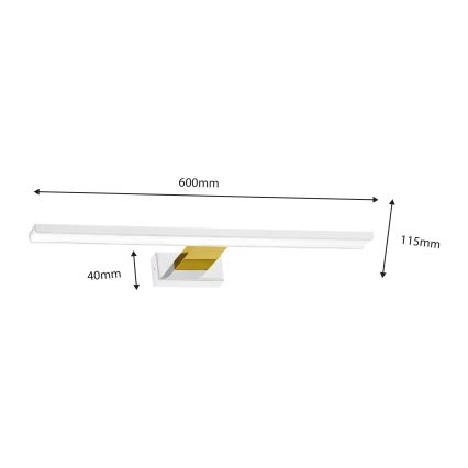 LED Kúpeľňové osvetlenie zrkadla SHINE LED/13,8W/230V IP44 biela/zlatá