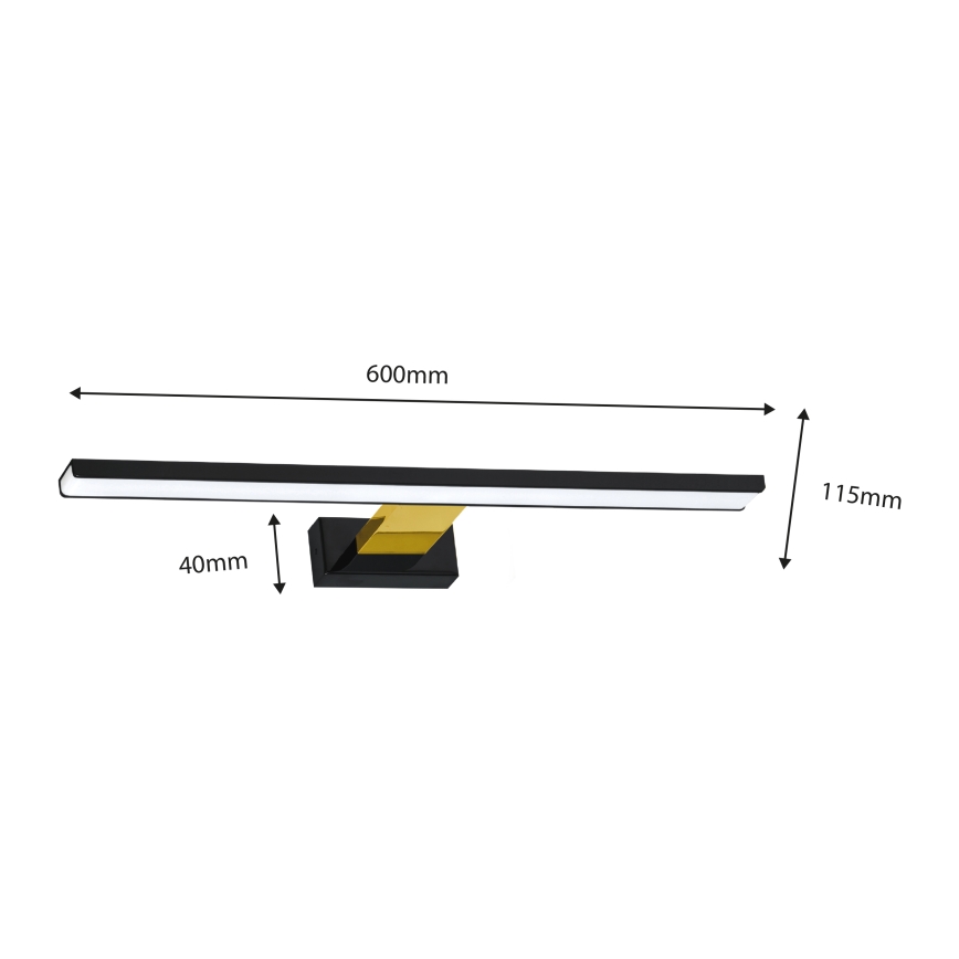 LED Kúpeľňové osvetlenie zrkadla SHINE LED/13,8W/230V IP44 čierna/zlatá