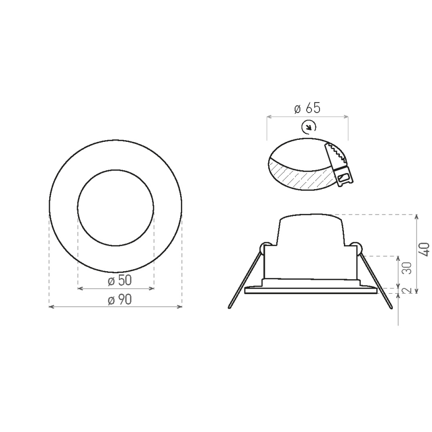 LED Kúpeľňové podhľadové svietidlo BONO LED/5W/230V 3000K IP65 čierna