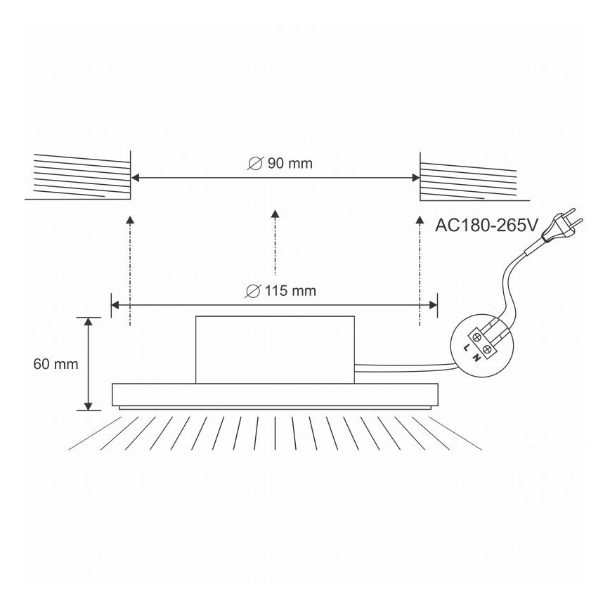 LED Kúpeľňové podhľadové svietidlo LED/10W/230V 4000K strieborná IP44