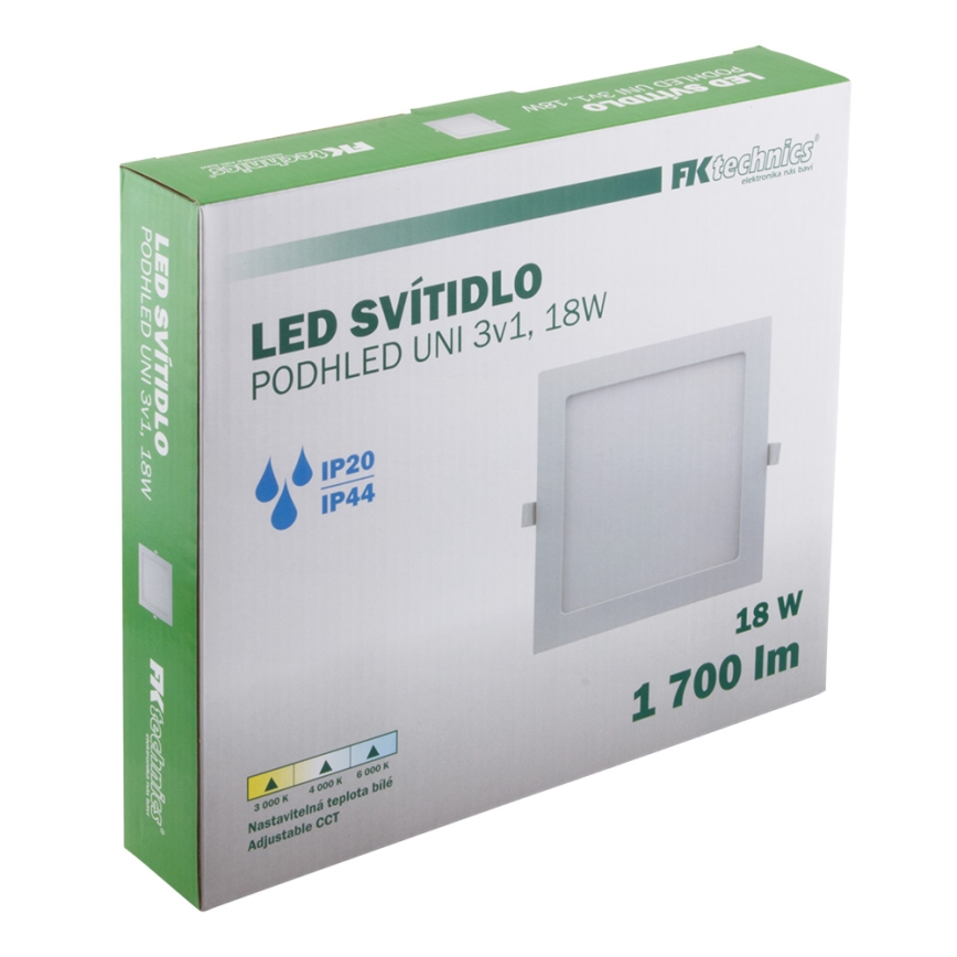 LED Kúpeľňové podhľadové svietidlo LED/18W/230V 3000/4000/6000K IP44
