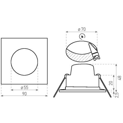 LED Kúpeľňové podhľadové svietidlo LED/5W/230V 4000K IP65 čierna