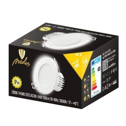 LED Kúpeľňové podhľadové svietidlo LED/7W/230V 2800K biela IP44