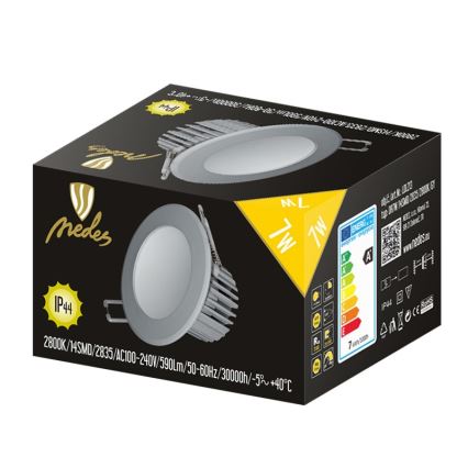 LED Kúpeľňové podhľadové svietidlo LED/7W/230V 2800K šedá IP44