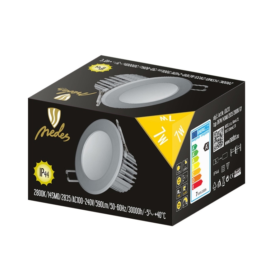 Nedes LDL213 - LED Kúpeľňové podhľadové svietidlo LED/7W/230V 2800K šedá