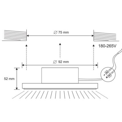 LED Kúpeľňové podhľadové svietidlo LED/7W/230V 4000K čierna IP44