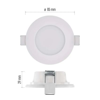 LED Kúpeľňové podhľadové svietidlo LORI LED/4,5W/230V IP65 2700/4000K pr. 8,5 cm biela