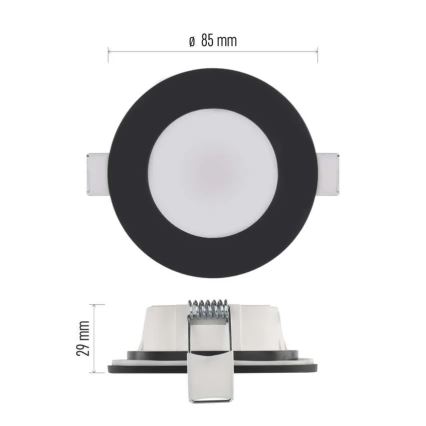 LED Kúpeľňové podhľadové svietidlo LORI LED/4,5W/230V IP65 2700/4000K pr. 8,5 cm čierna