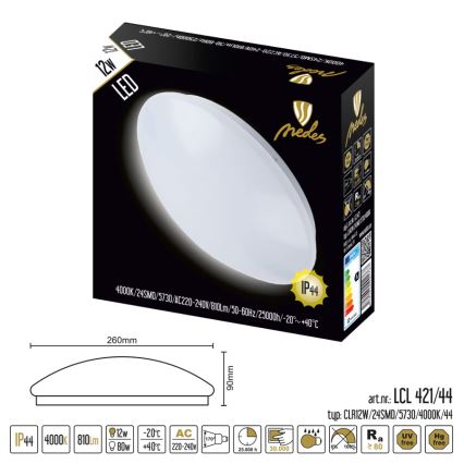 LED Kúpeľňové stropné svietidlo LED/12W/230V