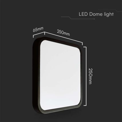 LED Kúpeľňové stropné svietidlo LED/18W/230V 3000K IP44 25x25 cm čierna