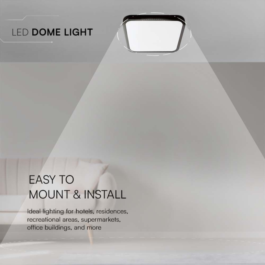 LED Kúpeľňové stropné svietidlo LED/18W/230V 6500K IP44 25x25 cm čierna
