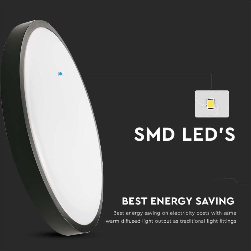 LED Kúpeľňové stropné svietidlo LED/30W/230V 3000K IP44 pr. 42 cm čierna