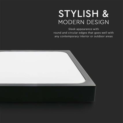 LED Kúpeľňové stropné svietidlo LED/30W/230V 3000K IP44 42x42 cm čierna