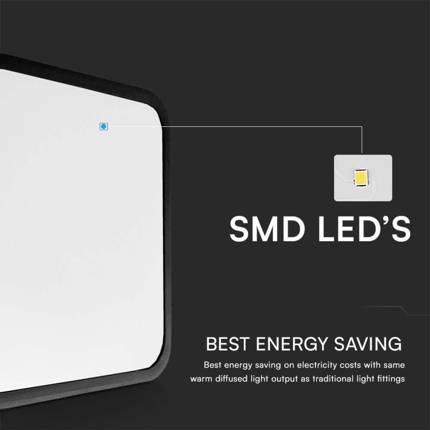 LED Kúpeľňové stropné svietidlo SAMSUNG CHIP LED/48W/230V IP44 4000K 42x42 cm čierna