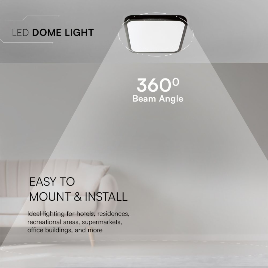LED Kúpeľňové stropné svietidlo SAMSUNG CHIP LED/48W/230V IP44 4000K 42x42 cm čierna