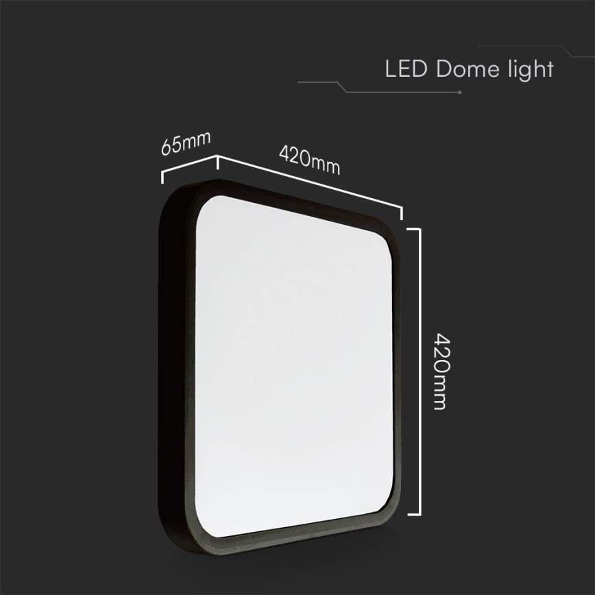 LED Kúpeľňové stropné svietidlo SAMSUNG CHIP LED/48W/230V IP44 4000K 42x42 cm čierna