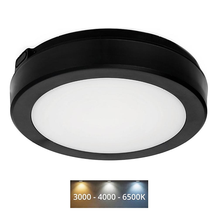 LED Kúpeľňové stropné svietidlo NAIROS LED/12W/230V 3000/4000/6500K IP65 pr. 20 cm čierna