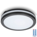 LED Kúpeľňové stropné svietidlo so senzorom LED/18W/230V 3000/4000/6500K IP65 pr. 30 cm čierna + diaľkové ovládanie