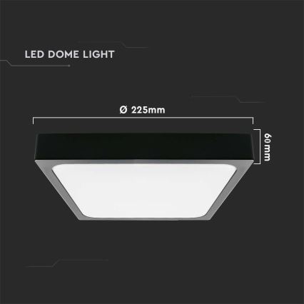LED Kúpeľňové stropné svietidlo so senzorom LED/18W/230V 4000K IP44 22,5x22,5 cm čierna