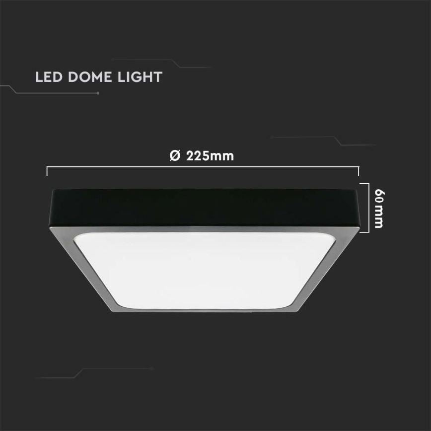 LED Kúpeľňové stropné svietidlo so senzorom LED/18W/230V 4000K IP44 22,5x22,5 cm čierna