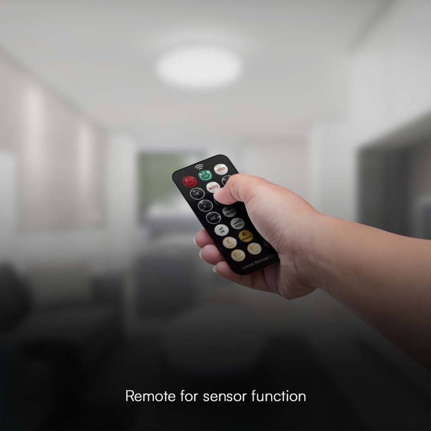 LED Kúpeľňové stropné svietidlo so senzorom SAMSUNG CHIP LED/18W/230V IP44 3000K pr. 29 cm biela + diaľkové ovládanie