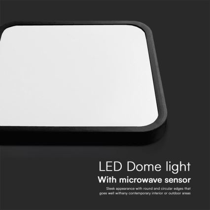 LED Kúpeľňové stropné svietidlo so senzorom SAMSUNG CHIP LED/36W/230V IP44 4000K 42x42 cm čierna + diaľkové ovládanie