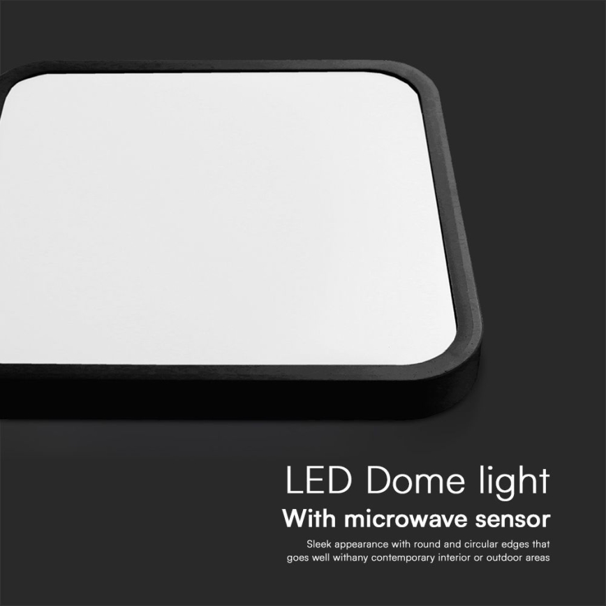 LED Kúpeľňové stropné svietidlo so senzorom SAMSUNG CHIP LED/36W/230V IP44 4000K 42x42 cm čierna + diaľkové ovládanie
