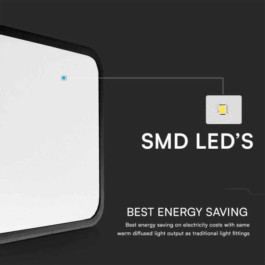 LED Kúpeľňové stropné svietidlo so senzorom SAMSUNG CHIP LED/36W/230V IP44 4000K 42x42 cm čierna + diaľkové ovládanie