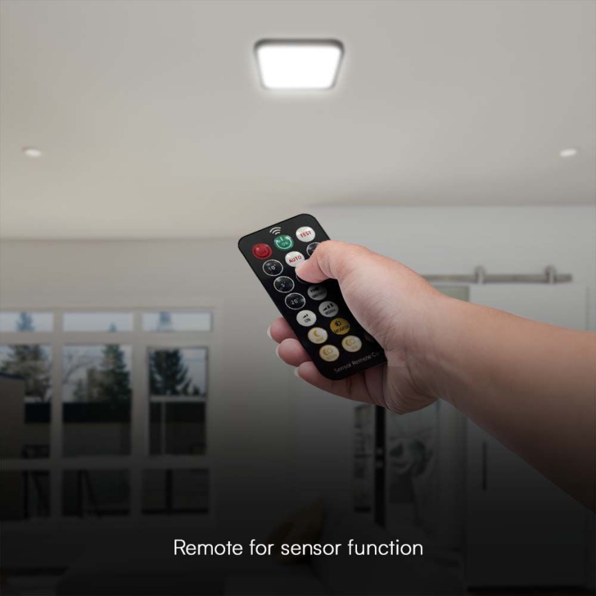 LED Kúpeľňové stropné svietidlo so senzorom SAMSUNG CHIP LED/36W/230V IP44 4000K 42x42 cm čierna + diaľkové ovládanie
