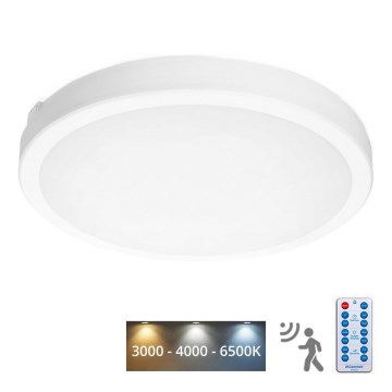 LED Kúpeľňové stropné svietidlo so senzorom NAIROS LED/36W/230V IP65 3000/4000/6500K pr. 40 cm biela + diaľkové ovládanie