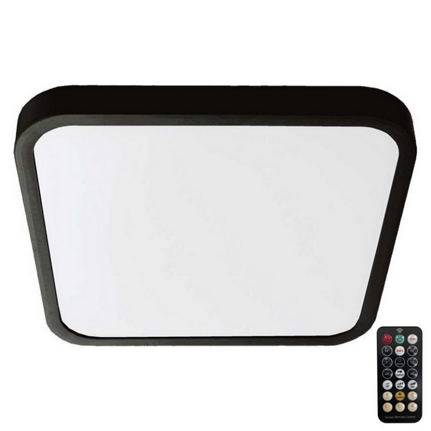 LED Kúpeľňové stropné svietidlo so senzorom SAMSUNG CHIP LED/36W/230V IP44 4000K 42x42 cm čierna + diaľkové ovládanie