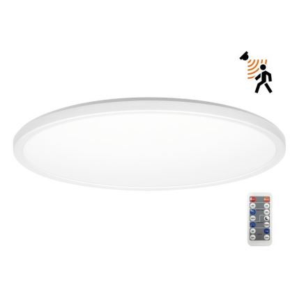 LED Kúpeľňové svietidlo so senzorom pohybu a súmraku NIVERA LED/32W/230V IP54 3000/4000/6000K pr. 42 cm biele + diaľkové ovládanie