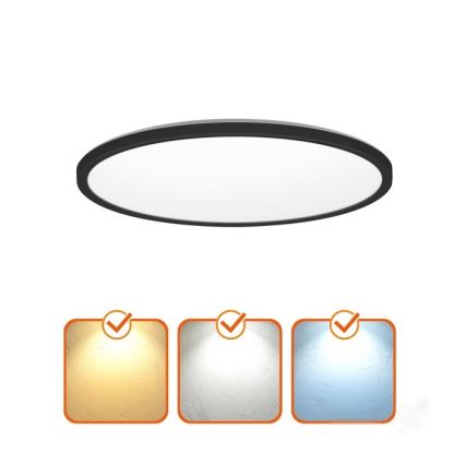 LED kúpeľňové svietidlo s pohybovým a súmrakovým senzorom NIVERA LED/12W/230V IP54 3000/4000/6000K pr. 22,5 cm čierne + diaľkové ovládanie
