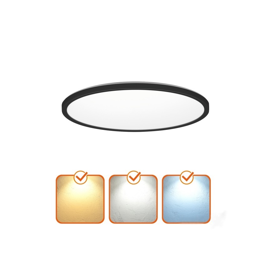 LED kúpeľňové svietidlo s pohybovým a súmrakovým senzorom NIVERA LED/12W/230V IP54 3000/4000/6000K pr. 22,5 cm čierne + diaľkové ovládanie