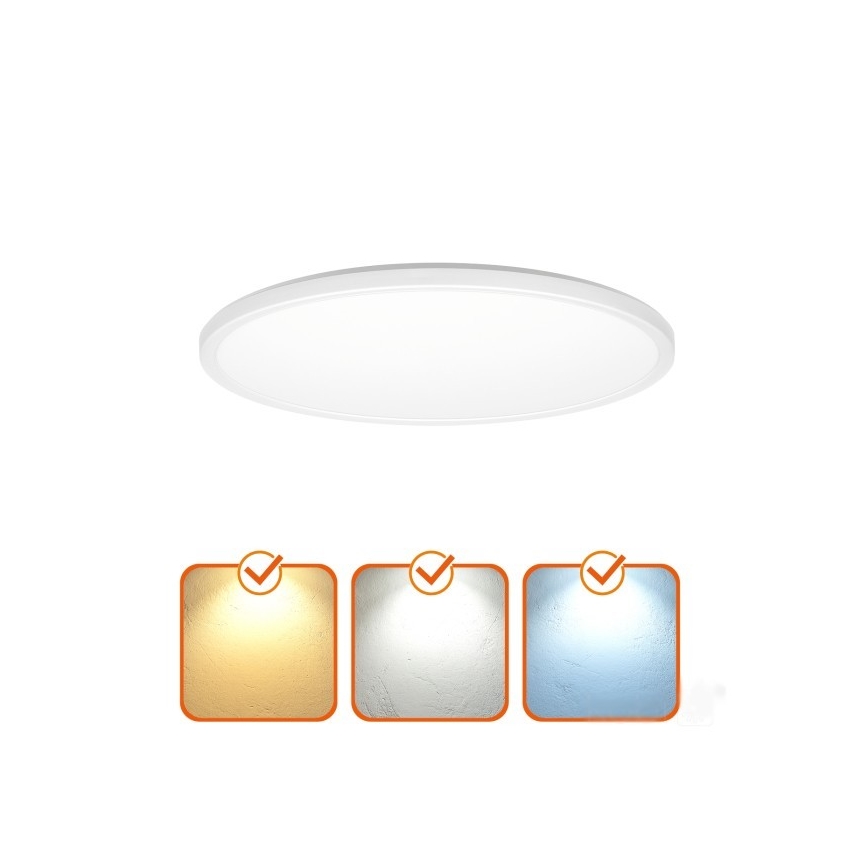 LED kúpeľňové svietidlo NIVERA s pohybovým a súmrakovým snímačom LED/12W/230V IP54 3000/4000/6000K pr. 22,5 cm biela + diaľkové ovládanie