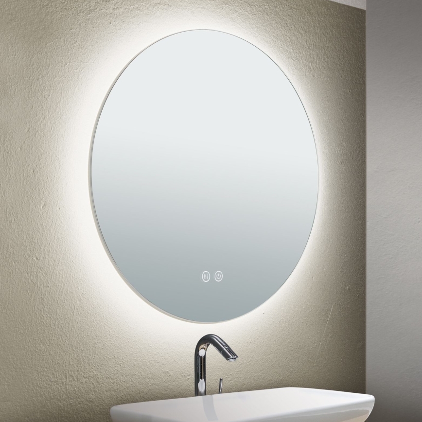 LED Kúpeľňové vyhrievané nástenné zrkadlo s podsvietením FOCUS LED/18W/230V 3000/4200/6000K pr. 45 cm IP44
