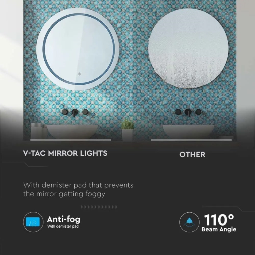 LED Kúpeľňové vyhrievané podsvietené zrkadlo LED/25W/230V IP44 3000K/4000K/6400K