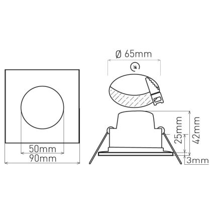 LED kúpeľňové zapustené svietidlo BONO LED/5W/230V 3000K IP65 čierne