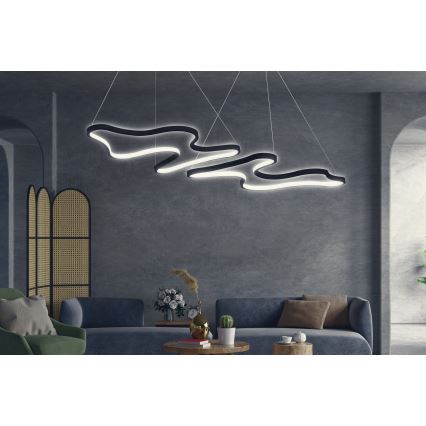 LED Luster na laná DUPLE ARTISAN LED/80W/230V 6500K čierna