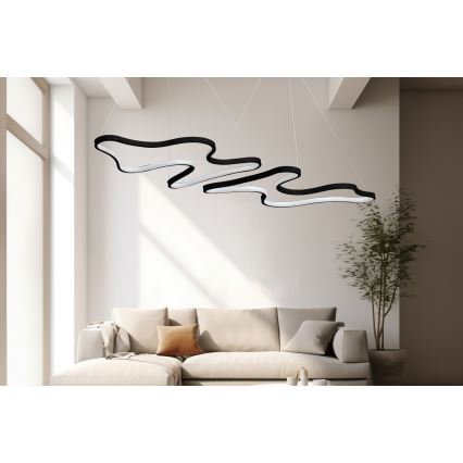 LED Luster na laná DUPLE ARTISAN LED/80W/230V 6500K čierna