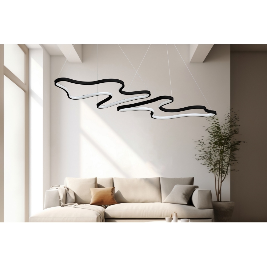 LED Luster na laná DUPLE ARTISAN LED/80W/230V 6500K čierna