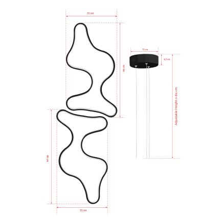 LED Luster na laná DUPLE ARTISAN LED/80W/230V 6500K čierna