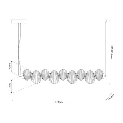 LED luster na lane BOLLA LED/32W/230V lesklý chróm/dýmovo sivá