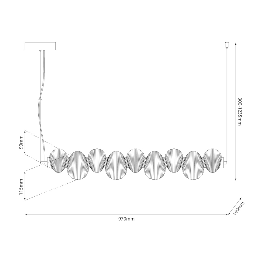 LED luster na lane BOLLA LED/32W/230V lesklý chróm/dýmovo sivá