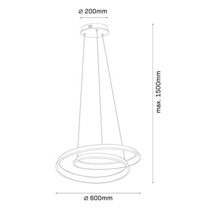 LED luster na lane CASHMERE LED/75W/230V pr. 60 cm biela