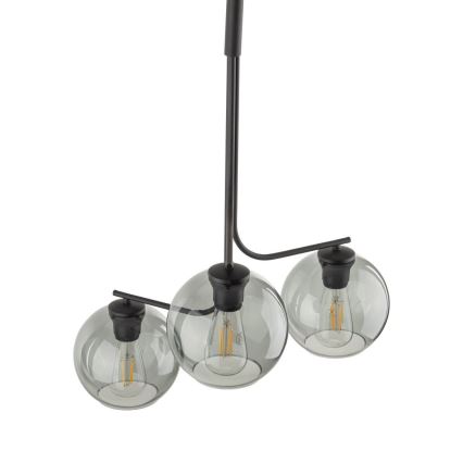 LED luster na lane CESAR 3xE27/15W/230V čierny/dymovo šedý