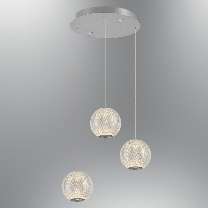 LED Luster na laně CREMONA 3xLED/5W/230V 3000K matný chróm