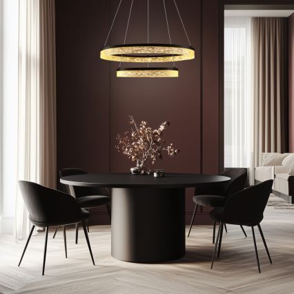 LED luster na lane FROZI LED/38W/230V pr. 60 cm čierny