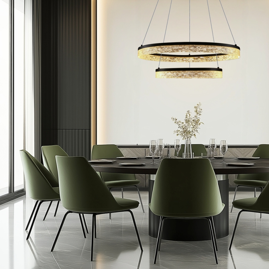 LED luster na lane FROZI LED/38W/230V pr. 60 cm čierny