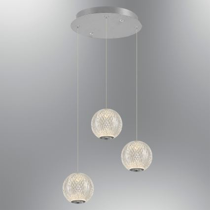 LED luster na lankách CREMONA 3xLED/5W/230V 3000K matný chróm